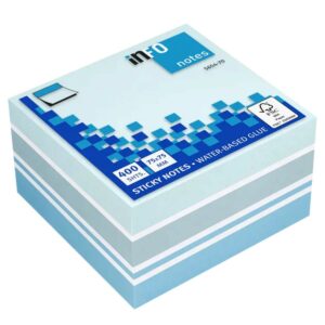 Global Notes inFO Cubo da 400 foglietti adesivi 75 x 75 mm - Certificazione FSC - Colori blu riciclato, blu pastello, blu ultra e bianco